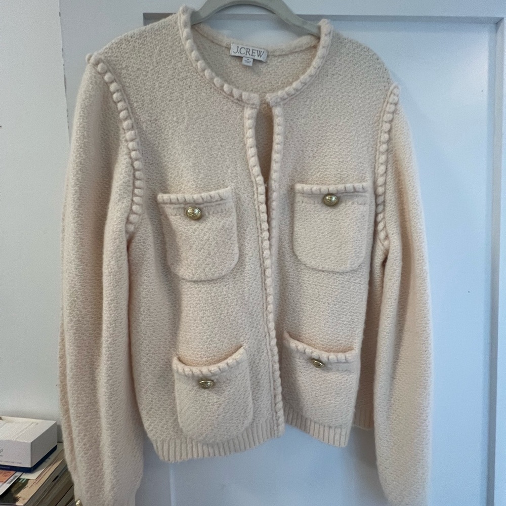 J.Crew Cream Textured Cardigan